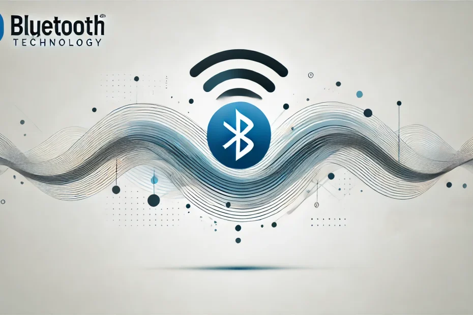 Bluetooth technology, with abstract waves symbolizing wireless connection. Modern and minimalist